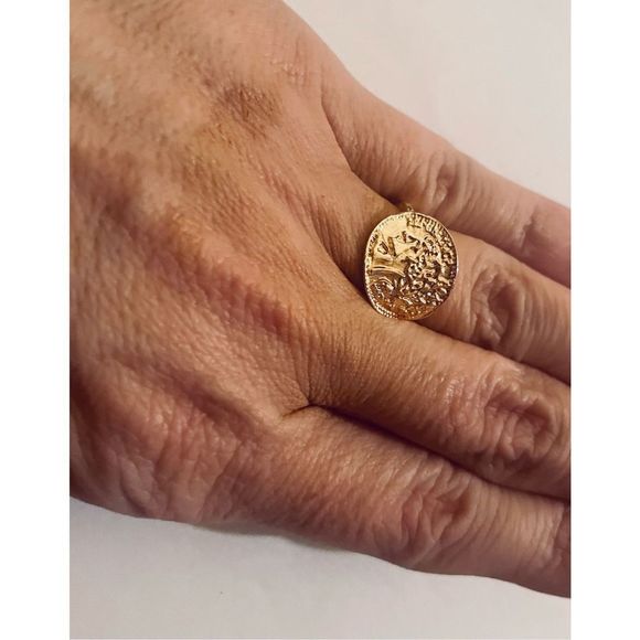 Gold tree of LIFE COIN BOHO RING - Picture 2 of 6